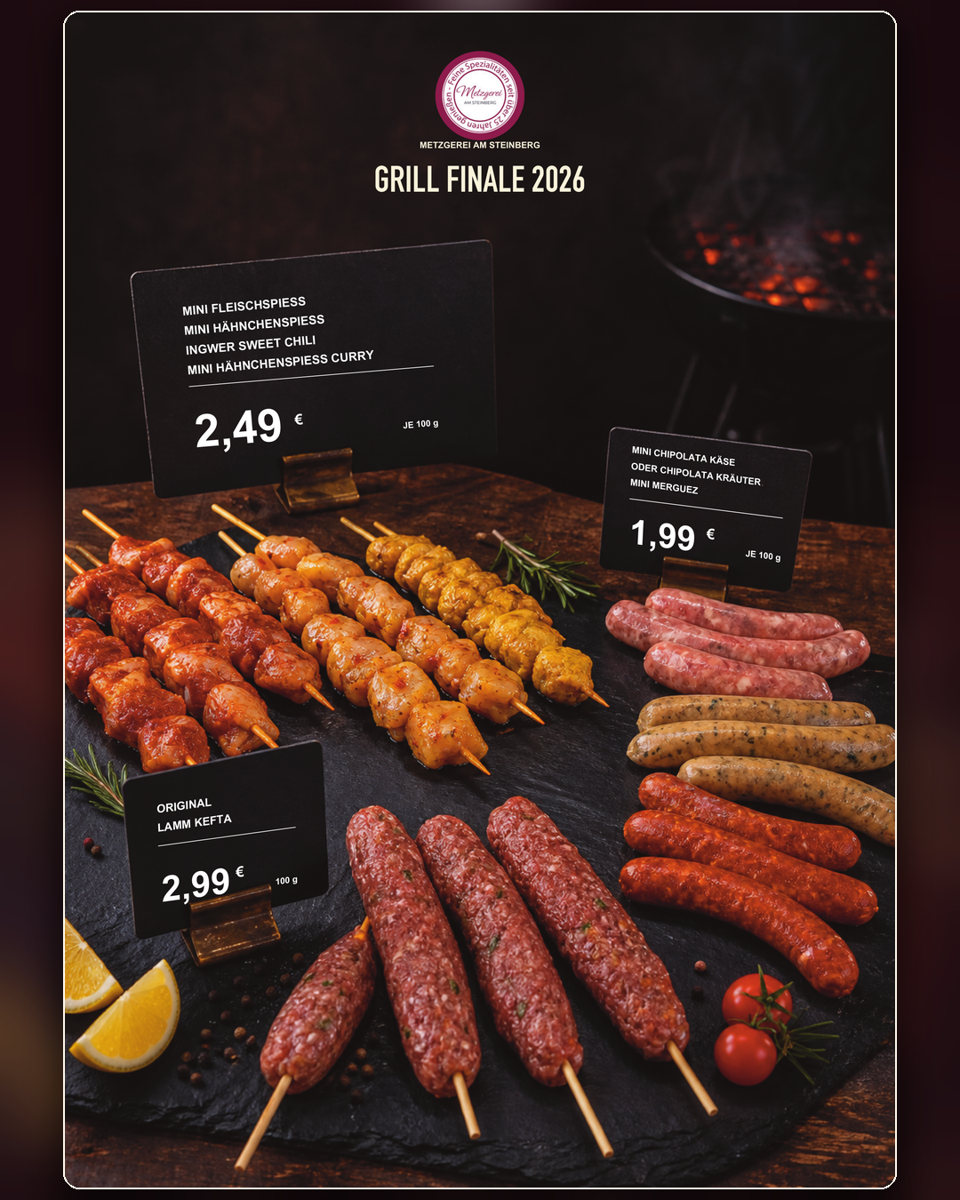 Grill-Finale 2026 mit Spießen und Grillspezialitäten