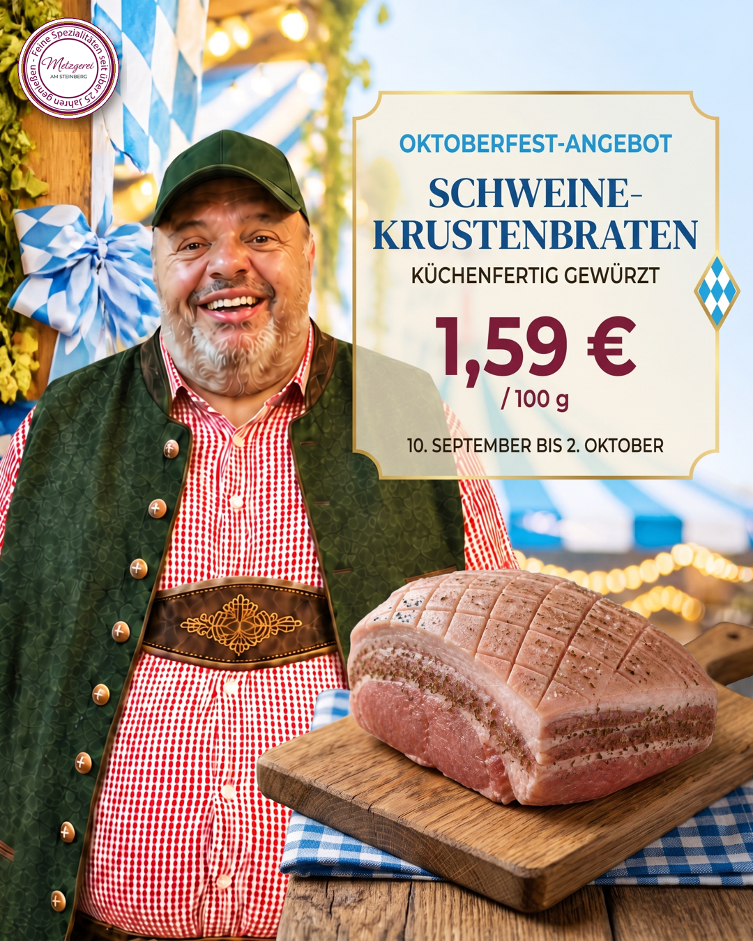 Schweine-Krustenbraten – 1,59 € / 100 g