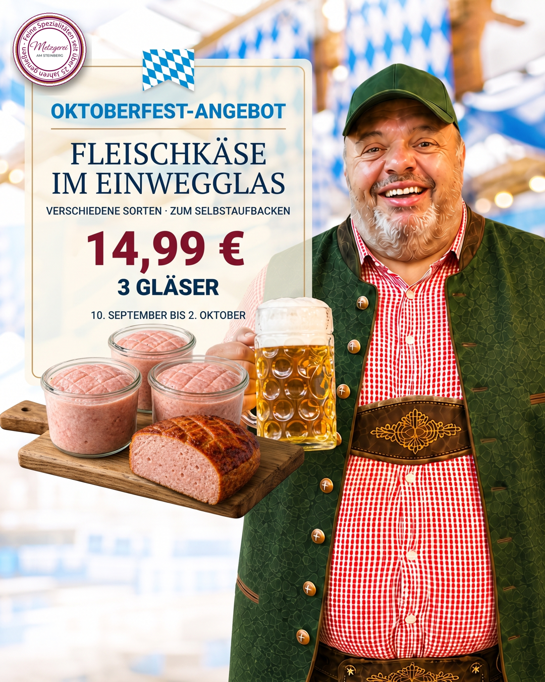Fleischkäse im Einwegglas – 14,99 € / 3 Gläser