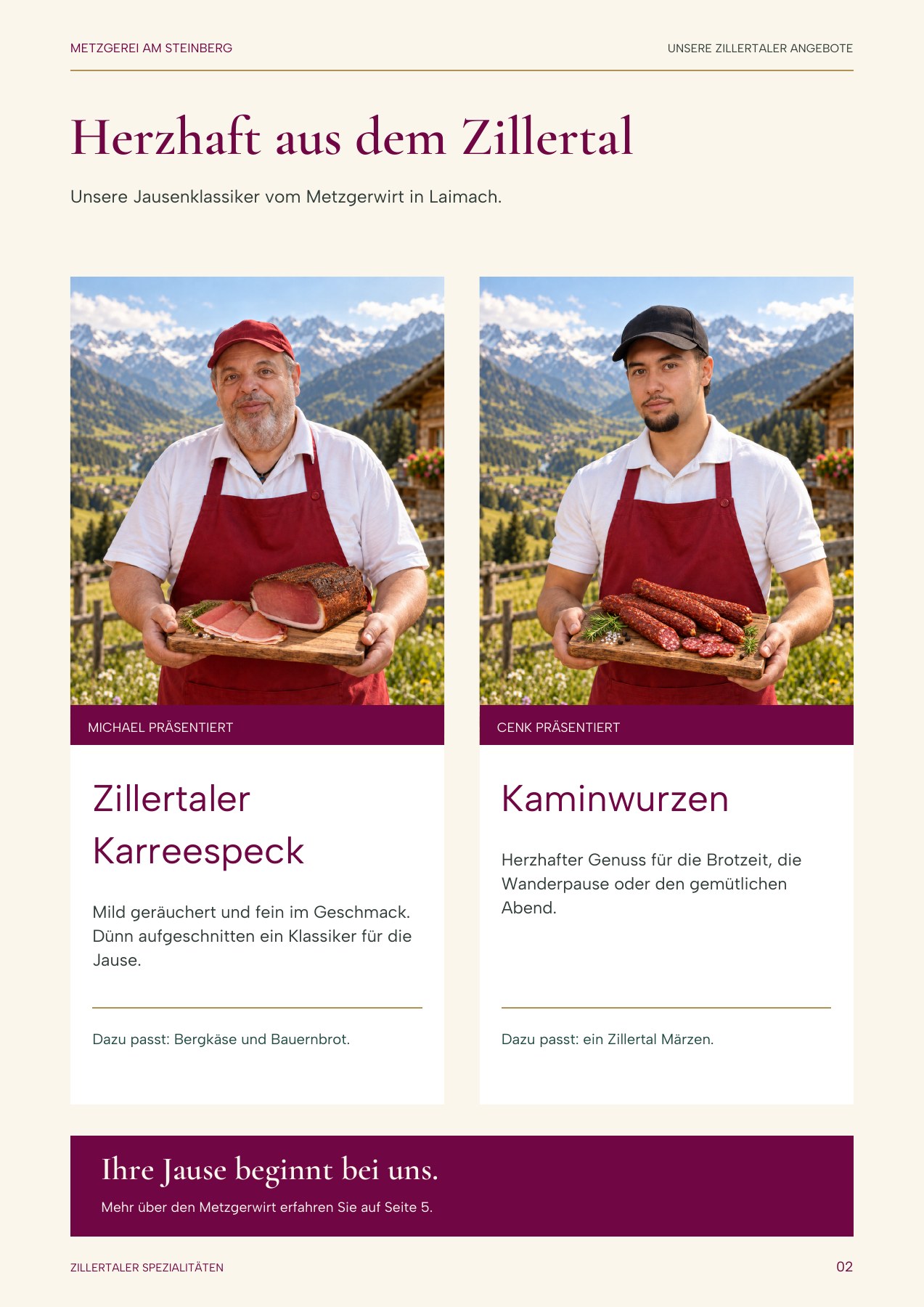 Seite 2: Karreespeck und Kaminwurzen